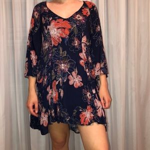 Free People Navy Floral Print Dress